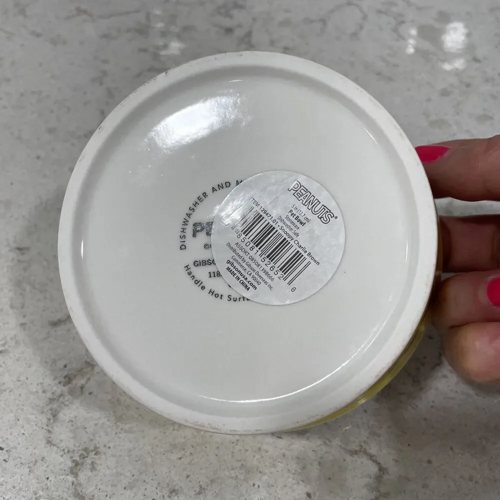 CHARLIE BROWN SNOOPY Peanuts Gang 5” Round Cartoon Print Pet Bowl Dish Dog Cat